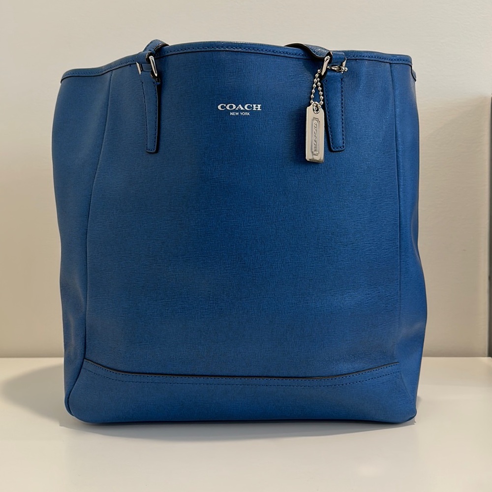 COACH SAFFIANO LEATHER LARGE CITY TOTE  COBALT BLUE